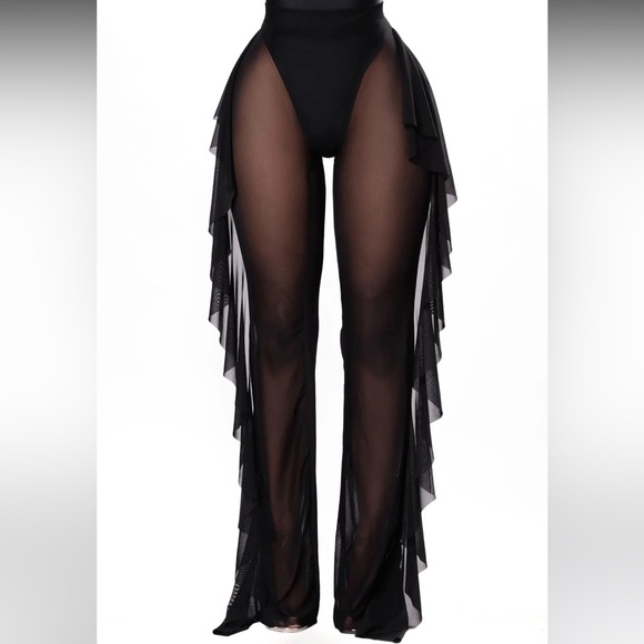 See Through Cover Up Pant - Black - Picture 2 of 4